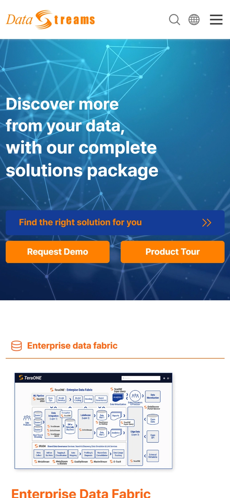 DataStreams mobile main
